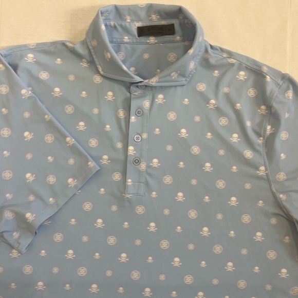 G/FORE Other - G-Fore Shirt Adult‎ Size XL Sky Blue Allover Skull Print Golf Polo Rugby Mens
